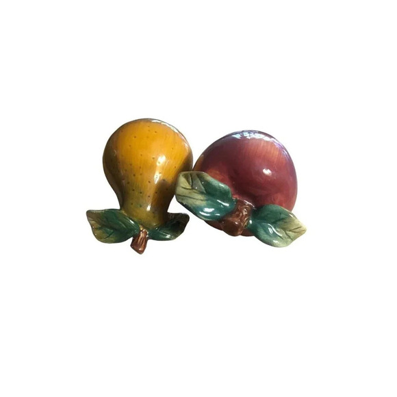 Vintage SAKURA Salt & Pepper Shaker Pear Apple Fruit Sakura Collectible Autumn - Picture 3 of 5